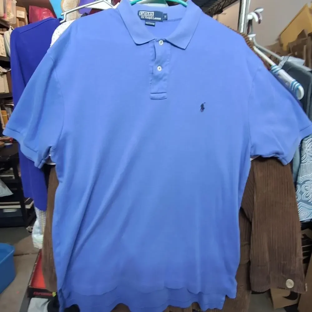 Ralph Lauren Blue Cotton Short Sleeve Polo Men Large